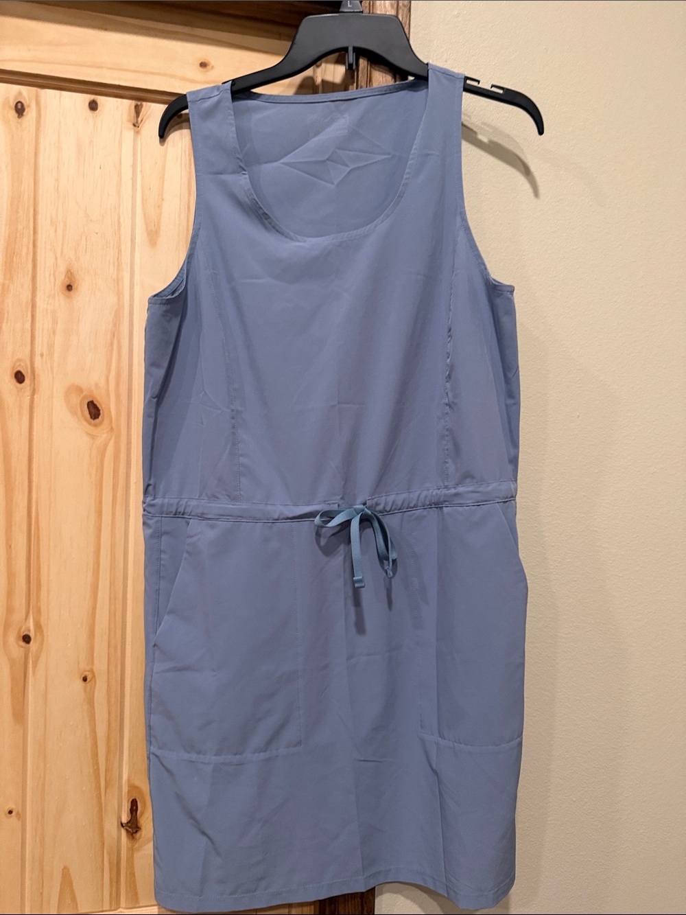 Patagonia Light Blue Sleeveless Drawstring Mini Dress